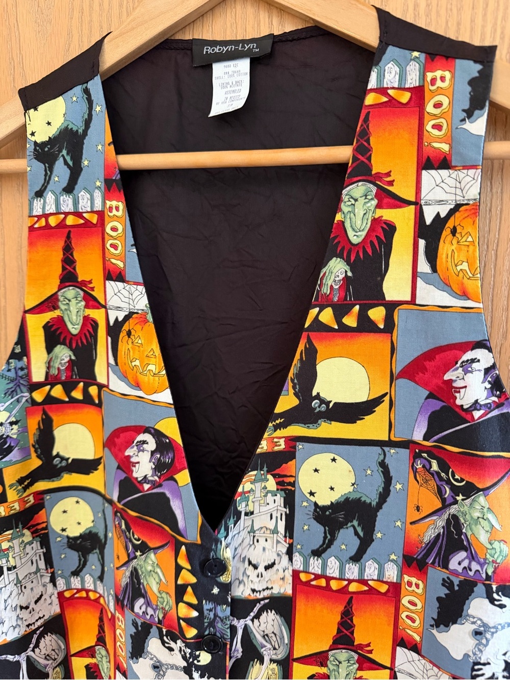 ROBYN-LYN Retro 90s Vintage Spooky Halloween 100% Cotton Vest Women’s Size S/M - Picture 2 of 9